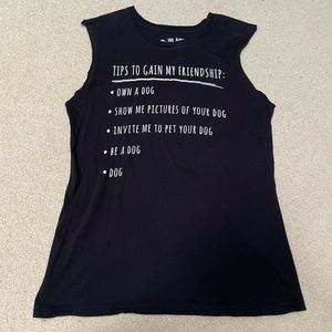 Hot Topic Black Matter Dog Lover Black Muscle Tee Tank Top